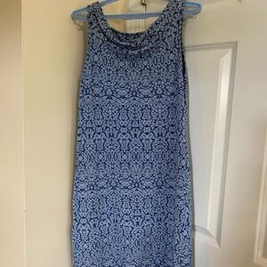 Eddie Bauer Blue and White Sleeveless Sheath Dress